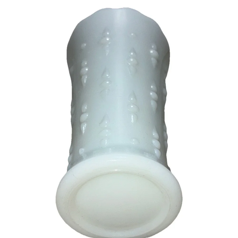 Vintage Anchor Hocking Milk Glass Vase Dots Arrows 7.5